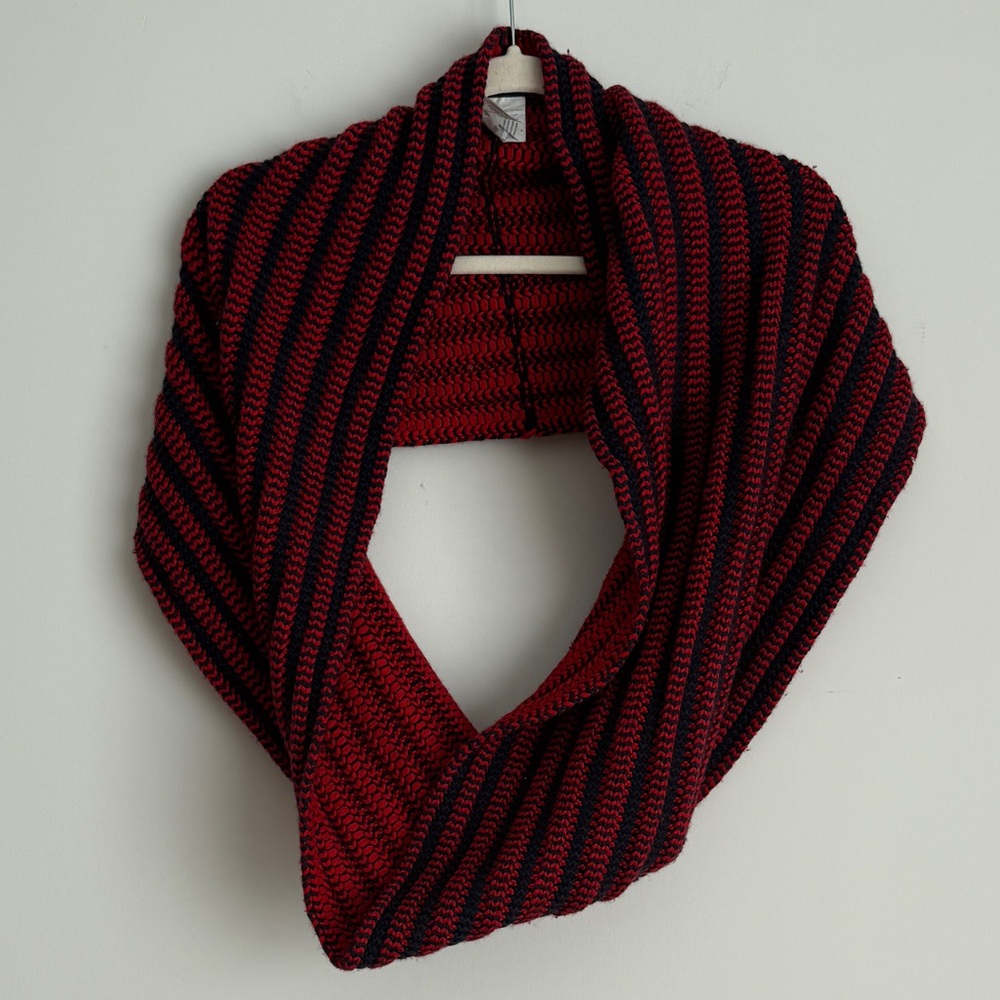J. Crew circle scarf (red & navy blue)